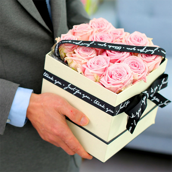 Roses in box for Valentine day