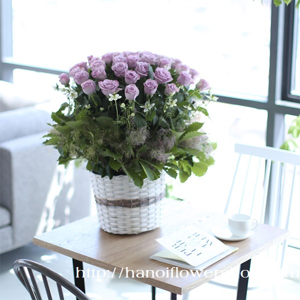 Purple roses arrangement