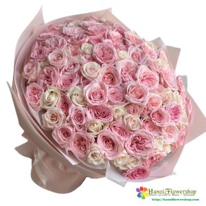 99 pink Ohara rose bouquet