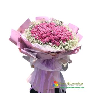 Order 99 purple rose bouquet delivery Hanoi