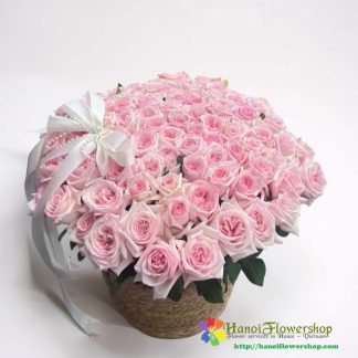 Order pink O'hara rose bouquet delivery Hanoi