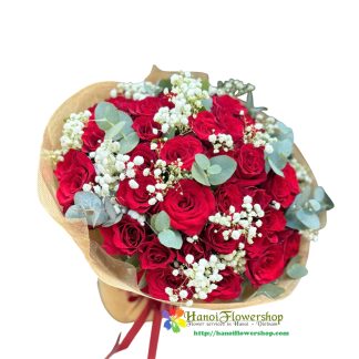 Order red bouquet delivery Hanoi