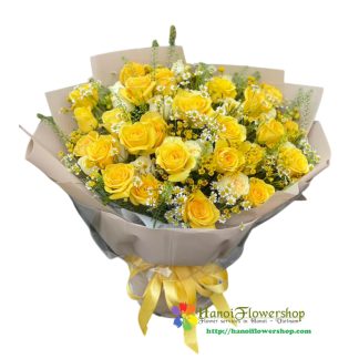 Order yellow rose bouquet for your friend in Hanoi