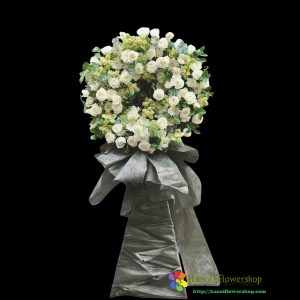 Green funeral flower wreath