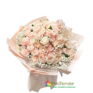 Purchase light pink rose bouquet in Hanoi