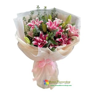 Pink lily bouquet Hanoi