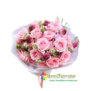 Pink Ohara rose bouquet