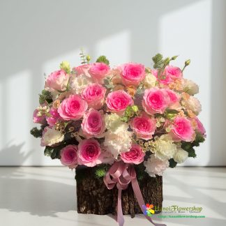 Online pink rose arrangement Hanoi