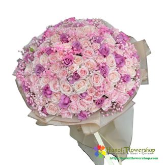 Shop purple pink rose bouquet in Hanoi