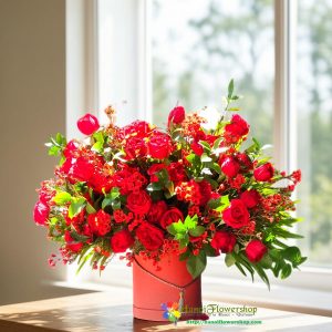 Red flower arrangement Hanoi