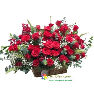 Red rose basket delivery Hanoi