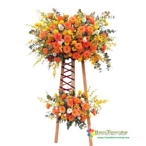 Orange congratulation flower stand